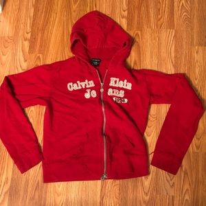 Calvin Klein Jeans red full zip hoodie